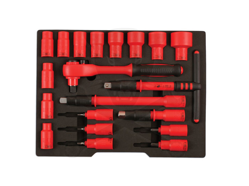 Dugókulcs készlet VDE 1000 V Szigetelt/Hibrid szerszám készlet1/2" 20 db-os