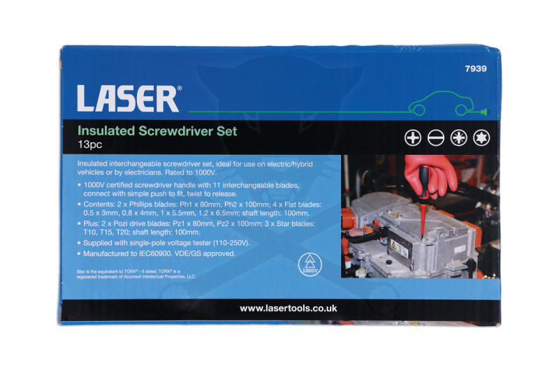 Szigetelt VDE 1000 V-os Csillag-Lapos PH-PZ csavarhúzó klt 13 db-os