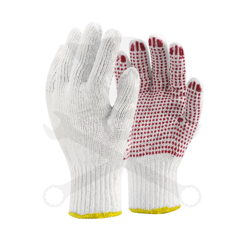 Kesztyű pöttyös piros pontozott pamut 8/M-es