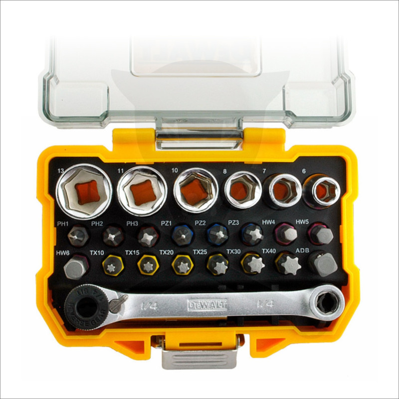 Bit készlet hajtószárral, 24 db-os, kézi, színkódolt, ipari - DeWalt2