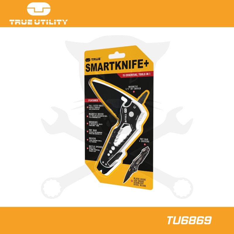 Vágókés, összecsukható Smartknife+ 15in1 - Fekete - True