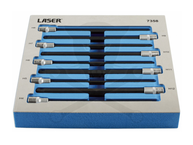 Rátűzőkulcs 9 db-os készlet 3/8" Imbusz, gömb végű 4-12 mm - 200 mm