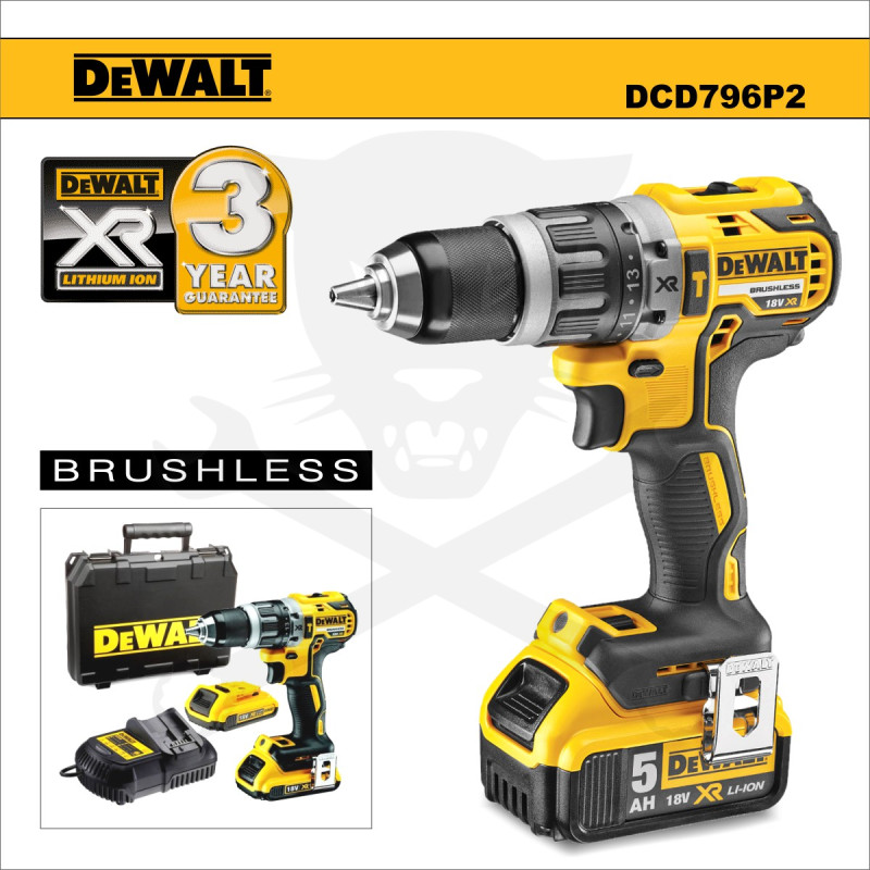 Ütvefúró-csavarbehajtó, akkus 18V 70 Nm 2db 5Ah - kefementes- DeWalt