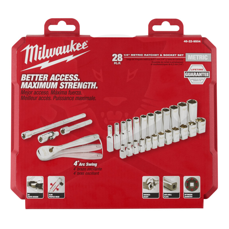 Dugókulcs készlet 1/4" 28 r. spec. FOUR-FLAT METRIKUS -MilwaukeeBF22