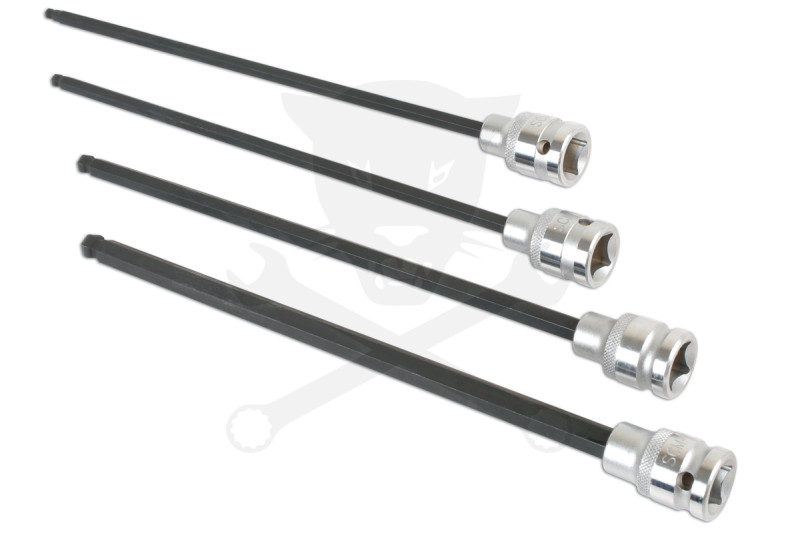 Rátűzőkulcs készlet 1/2" 4 db-os gömbvég extra hosszú 288 mm 5-6-8-10 mm