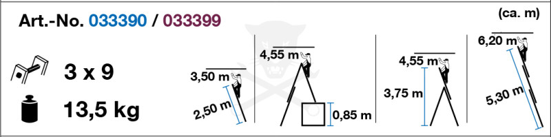 Létra ALU létrafokos sokcélú álló 3x 9 fokos - Krause CORDA