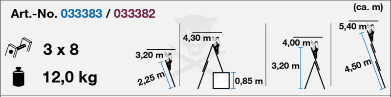 Létra ALU létrafokos sokcélú álló 3x 8 fokos - Krause CORDA