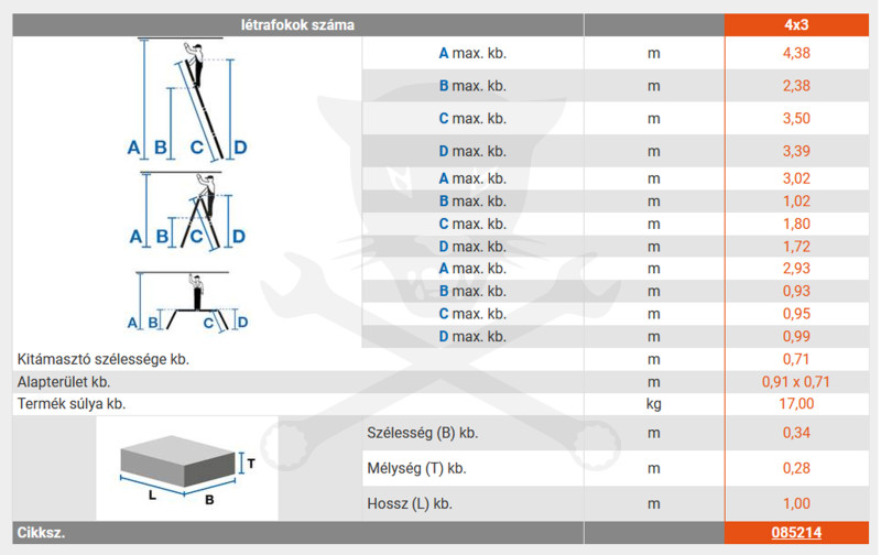 Létra ALU csuklós létrafokos 4x3 fokos + Acél dobogó - Krause CORDA (120694)