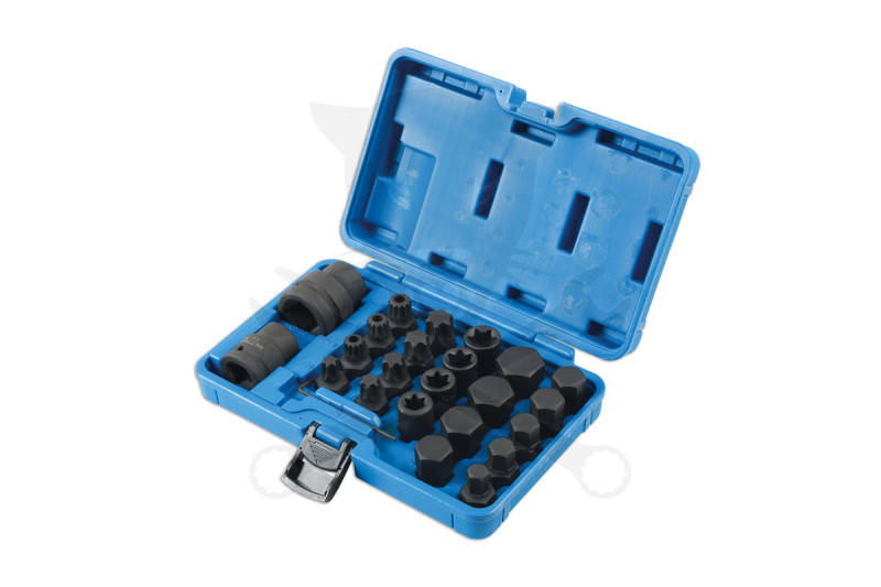 Bit készlet teherautós 3/4" és 1" 24 db-os gépi imbusz+torx+XZN+E-torx