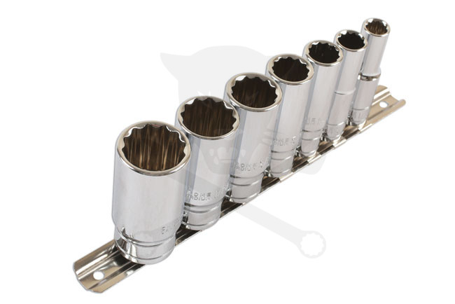 Dugókulcs - crowafej készlet 3/8" 12 szögű WHITWORTH BSW 1/8"-1/2" 7 db