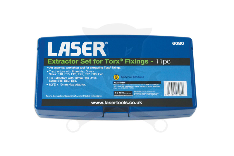Csavarkiszedő készlet - sérült fejű Torx csavarokhoz - 11 db-os készlet