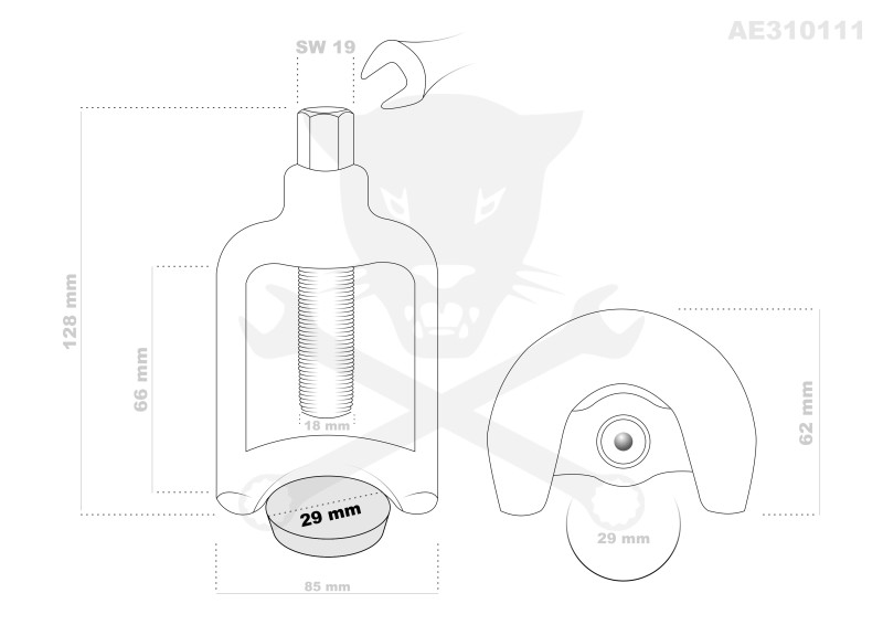 Gömbcsukló lehúzó D29 mm