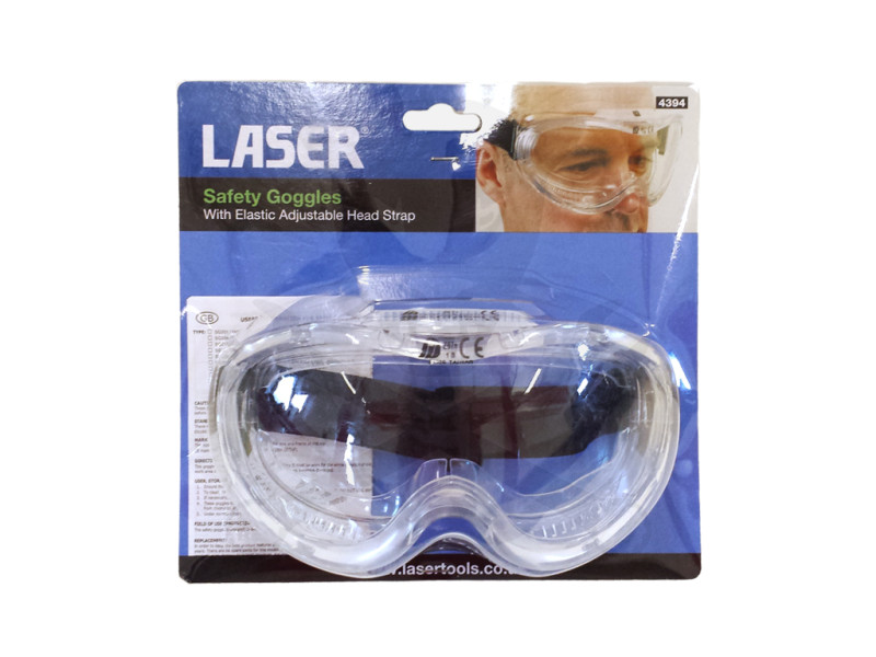 Védőszemüveg - víztiszta, széles látószögű gumi pántos EN166 - Laser