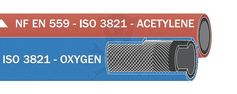 Hegesztő ikertömlő Acetylen-Oxigen 8 - 6 mm - 20 Bar