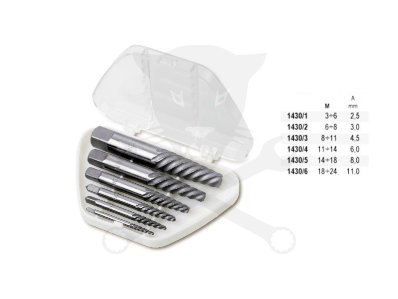 Csavarkiszedő - törtcsavar kihajtó készlet 6 db-os - balos Beta