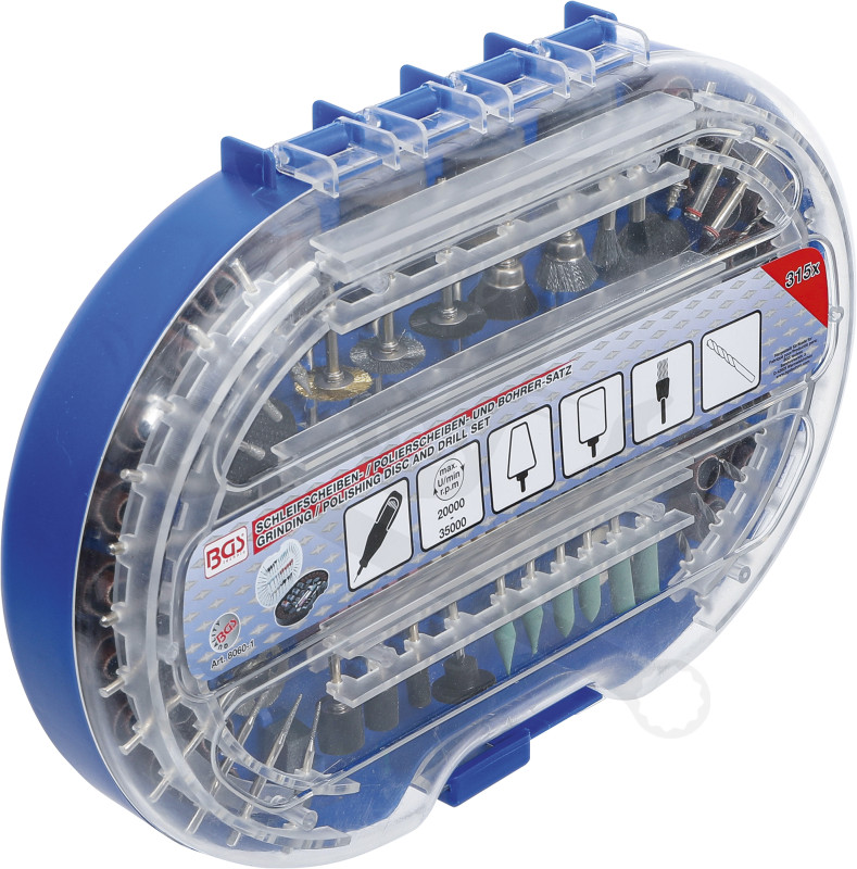 Csiszoló és maró készlet, precíziós - 315 részes - BGS