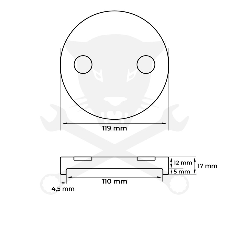 Gumipogácsa csápos emelőhöz 119/110 mm-es fémmel erősített