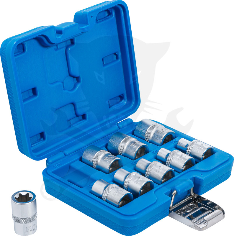 Dugókulcs - crowafej készlet 1/2" belső torx E10-E24 normál h. 9 db-os BGS