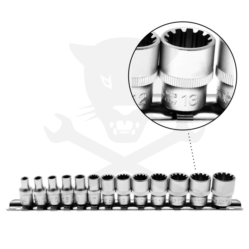 Dugókulcs - crowafej készlet 1/4" Gear Lock - Alldrive 13 db-os 4-14 mm