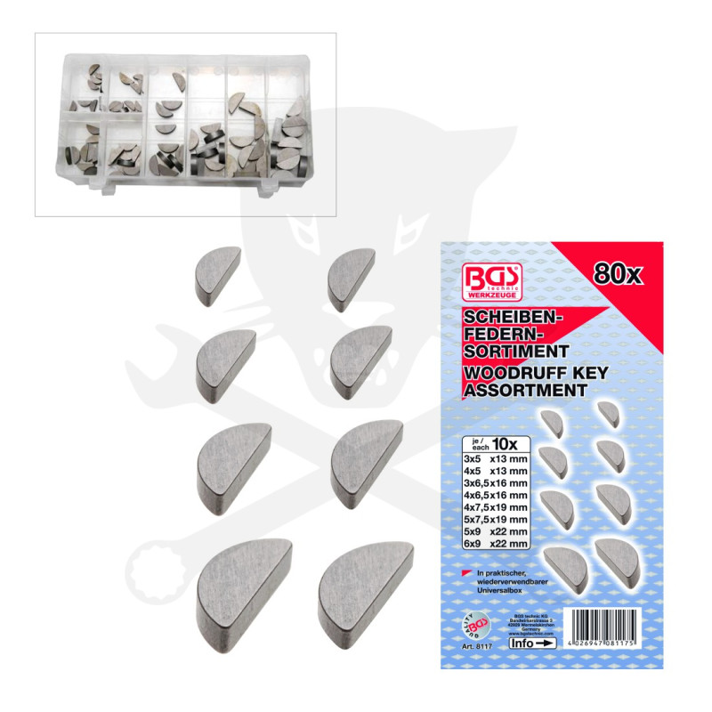 Retesz készlet - félkör ék készlet - acél - 80 db-os BGS