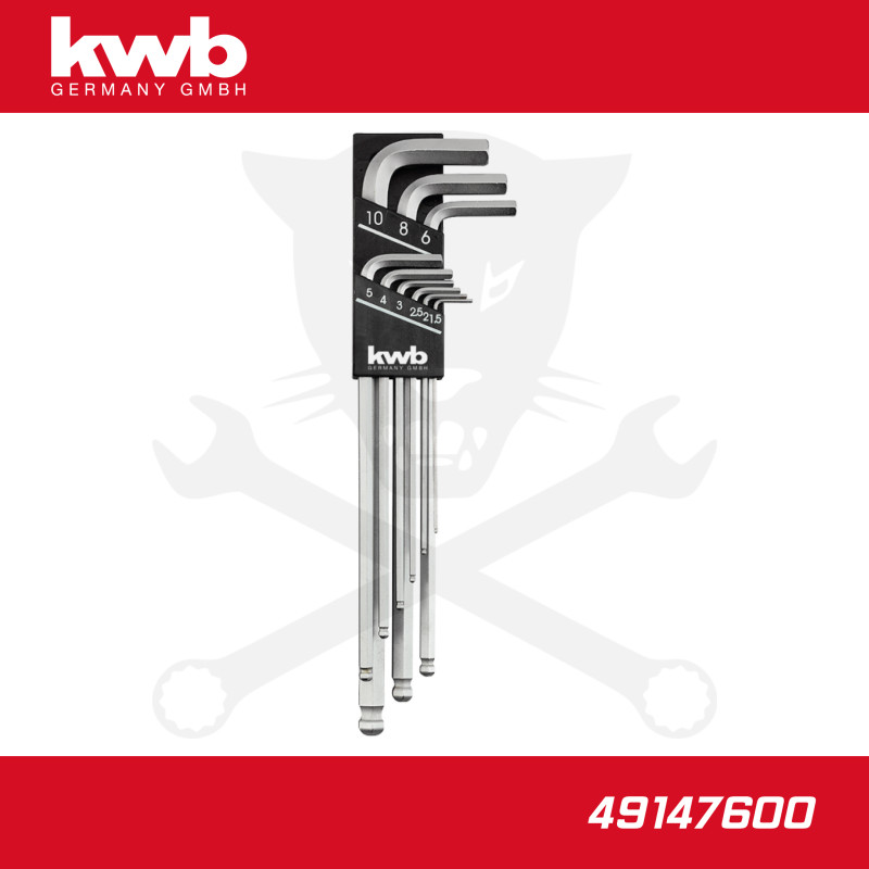 Imbuszkulcs készlet 9 db-os hosszú gömbvégű - KWB