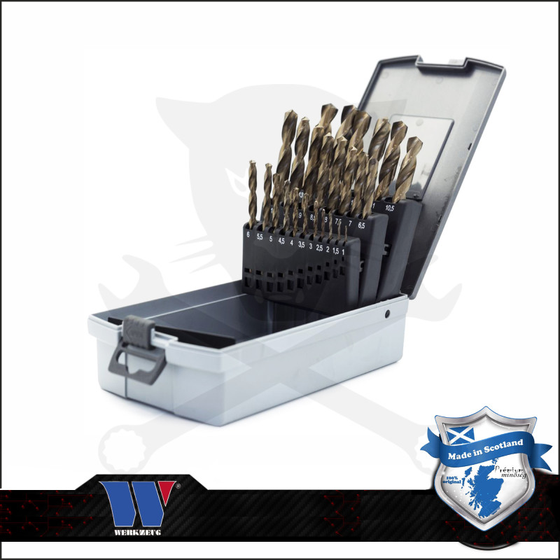 Csigafúró készlet HSS Co5 Kobalt bevonatú 25 db-os 1.0-13.0 mm - Welzh