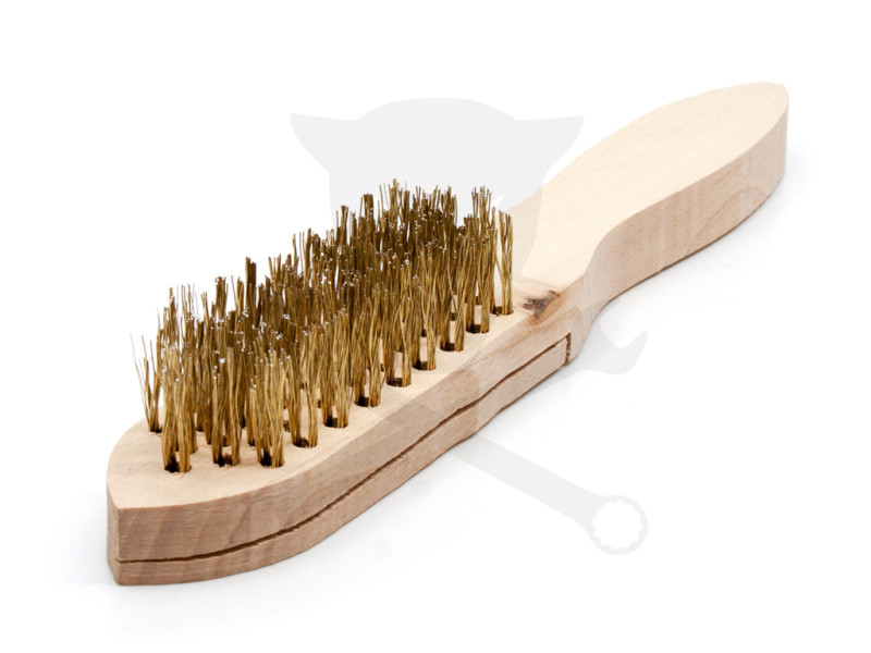 Drótkefe 5 soros fa nyelű rezezett acél