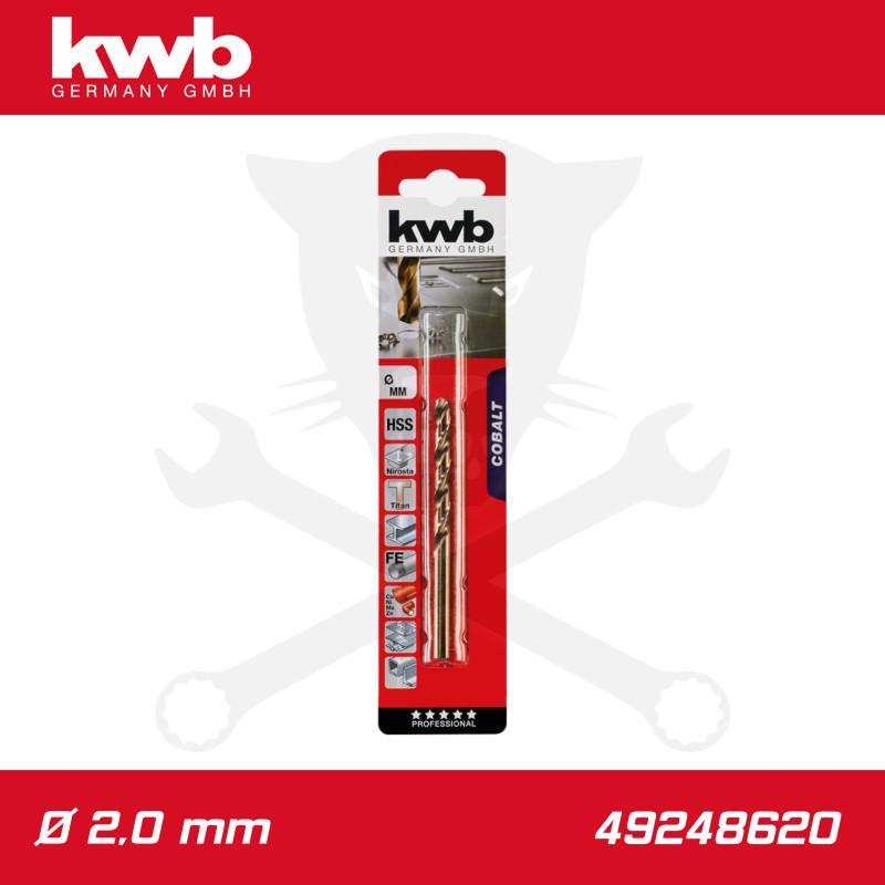 Csigafúró 2,0 mm HSS-G Co5 DIN 338 Twist, profi - KWB