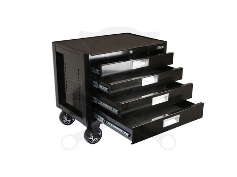 Szerszámos kocsi 4 fiókos gurulós + becsukható húzófogantyú - Laser