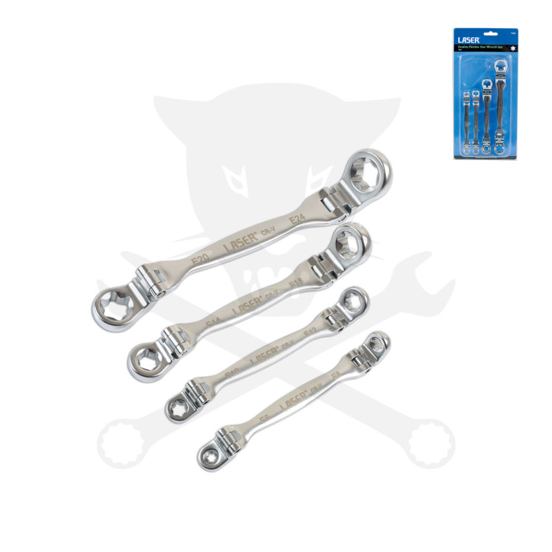 Torx csillagkulcs készlet 4 db-os csuklós - 8 méret: E6 - E24 - AT18