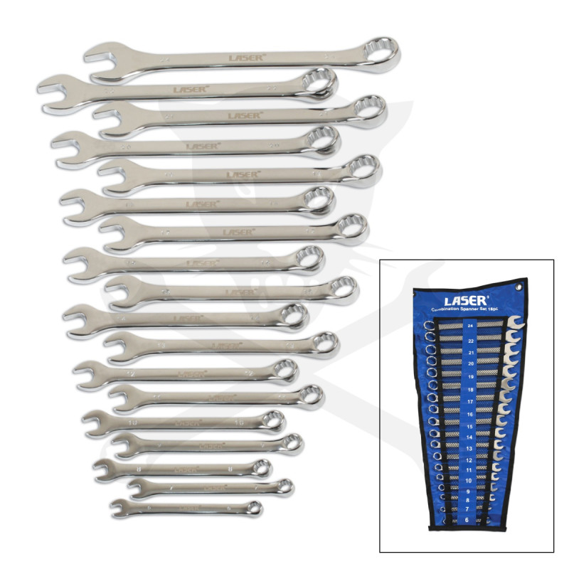 Csillag-villáskulcs készlet 18 db-os 6-24 mm tükrös-polírozott kivitel