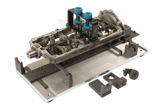 Hengerfej és vezérműtengely összeszerelő szerszám+állvány készlet - VW