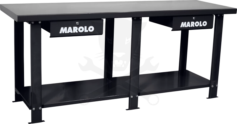 Satupad 2000 mm kétfiókos fém munkalappal - Marolo