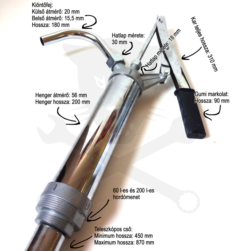 Olajpumpa 200 literes és 60 literes hordóhoz 2:1-ben - kézi pumpás