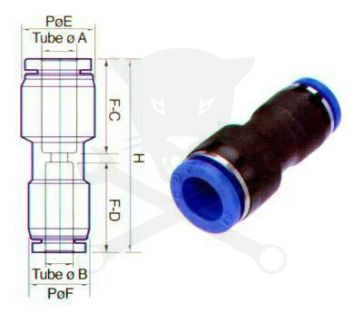 Levegős csatlakozó műanyag csőhöz, szűkítő 6 - 4 mm