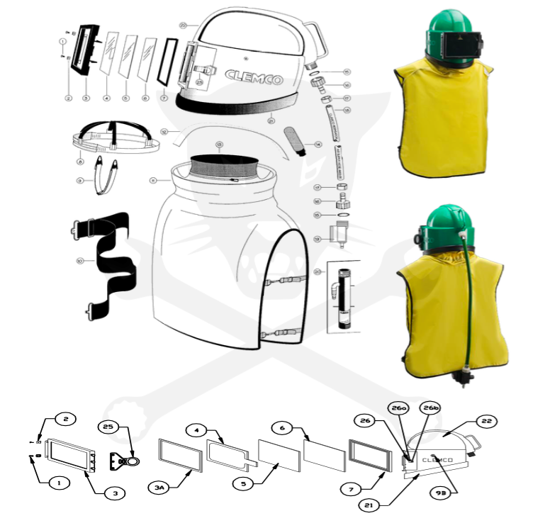 Homokfúvó géphez védősisak Apollo 100 tartozék belsőlemez Clemco