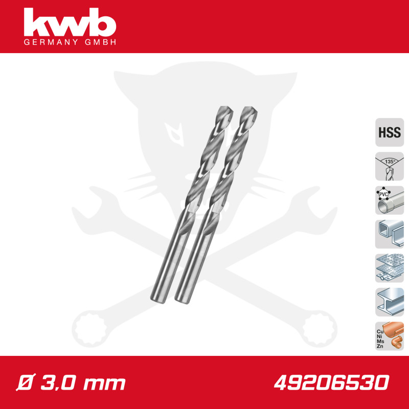 Csigafúró 3,0 mm HSS-G DIN 338 Silver Star, profi 2 db-os - KWB