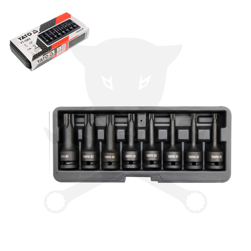 Légkulcsfej készlet 1/2" Torx h. T30-T80 üthető 8 db-os - Yato
