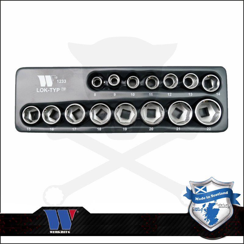 Lok-Typ Dugókulcs készlet 3/8" 15 db-os spec. 6 lap normál 8-22 mm -Welzh