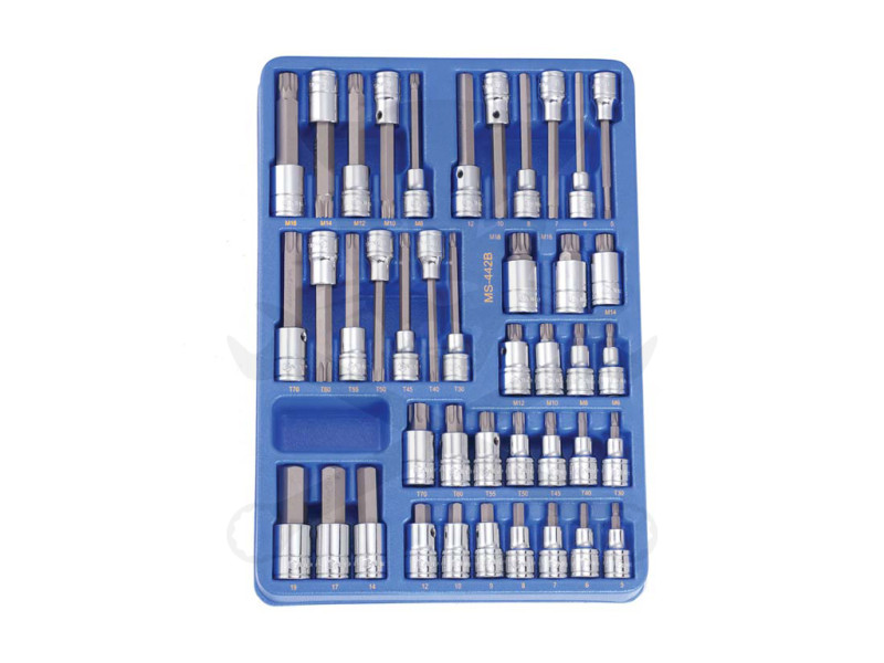 Tálcás Genius rátűzőkucs készlet 1/2" imbusz, torx, XZN 42 db-os - 1/2