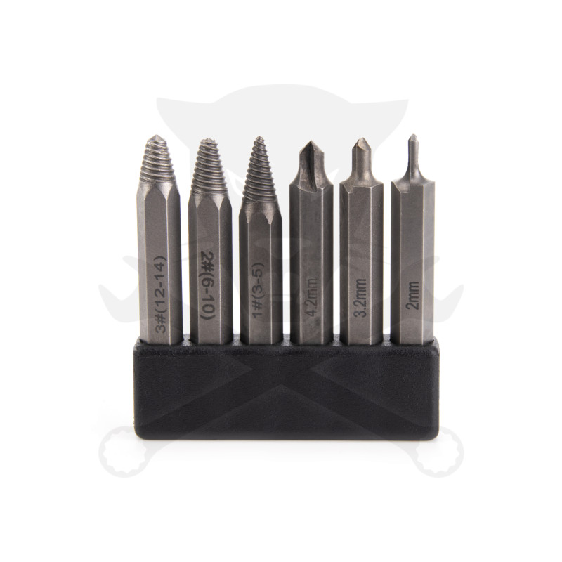Csavarkiszedő készlet 6 db-os fúró és kihajtó spec. bit készlet: 3-14 mm