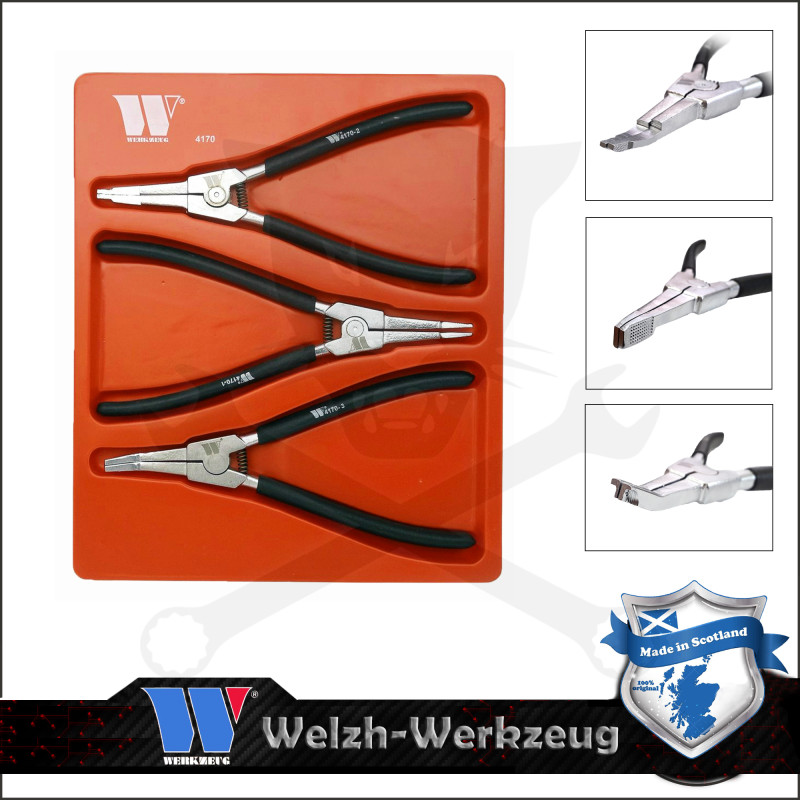 Fogó seeger speciális zárógyűrűkhöz 3 db-os készlet egyenes+30°+90° -Welzh