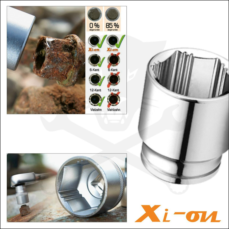 XI-ON Dugókulcs - crowafej 1/2" 30 mm 6 lap normál