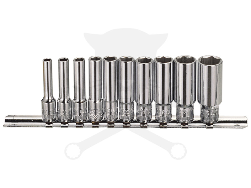 Dugókulcs - crowafej készlet 1/4" 6 lap hosszú COLOS 10 db-os Genius