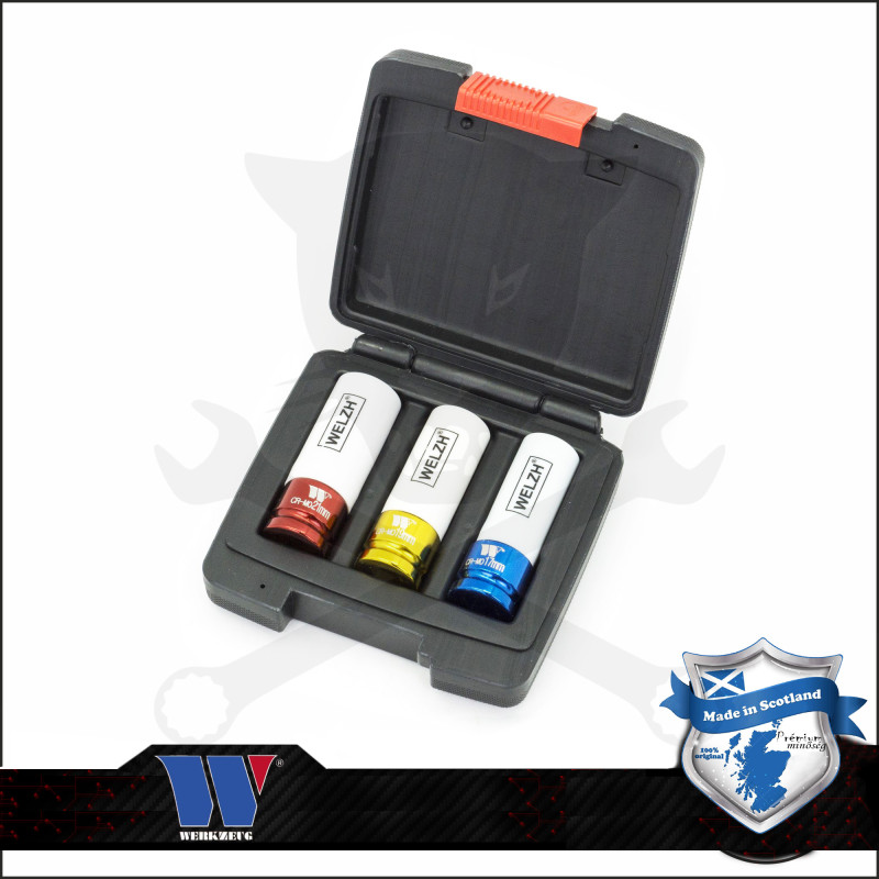 Légkulcsfej készlet 1/2" 3 db-os alufelnihez hosszított Welzh