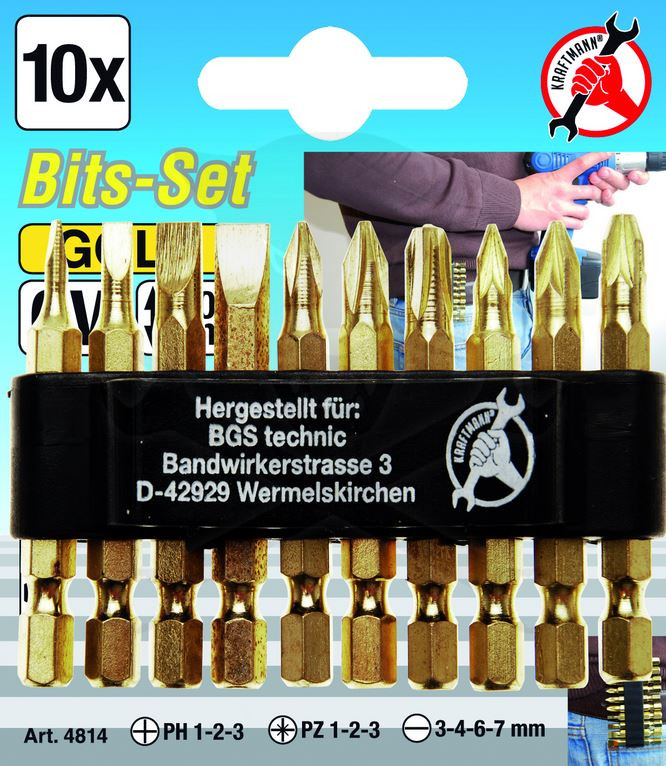 Bit készlet 10db-os "Gold" 50 mm hosszú