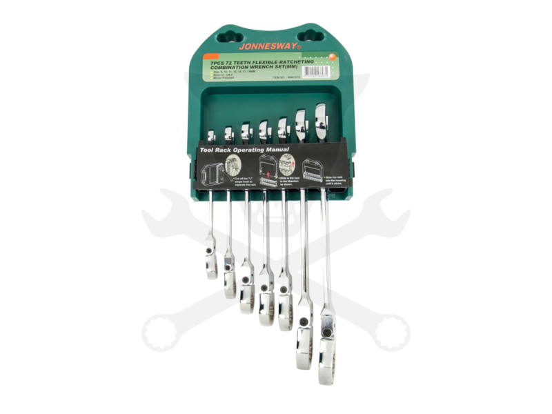 Csillag-villás racsnis-csuklós készlet 7 db-os 8-19 mm