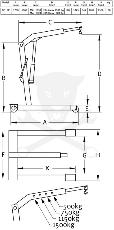 Motorkiemelő zsiráf 1,5 t EXTRA ERŐS ipari daru EURO RAKLAPhoz - Compac