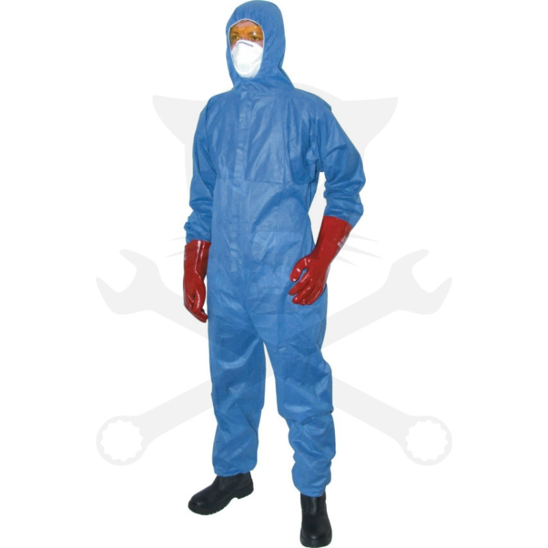 Védőruha-kapucnis vegyvédelmi 5/6-os OVERÁL eldobható S-es - Kék