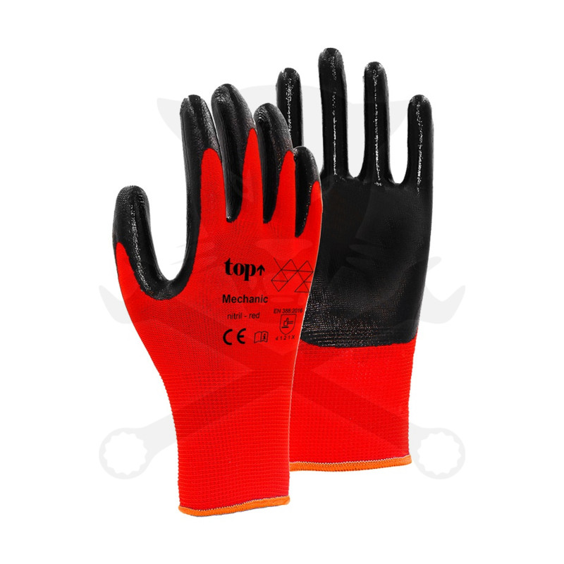 Kesztyű - szerelőkesztyű - Nitril piros M-es 8-as